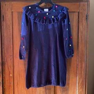 Hanna Andersson navy sweater dress with pompoms